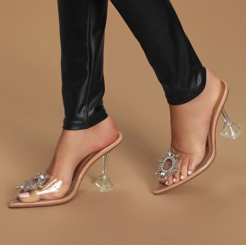Lulu's Silver Rhinestone Clear Heels - Picture 4 of 5
